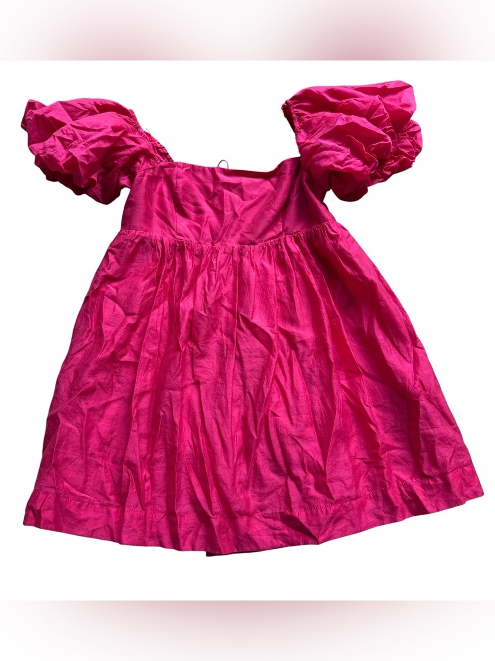 Cotton Candy LA Hot Pink Puff Sleeve Babydoll Dress Coquette Cottagecore Large